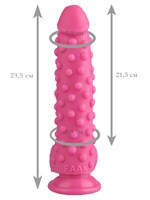 Розовый реалистичный фаллоимитатор с пупырышками на присоске - 23,5 см. - фото 176821