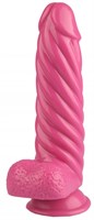 Розовый реалистичный винтообразный фаллоимитатор на присоске - 21 см. - фото 176830