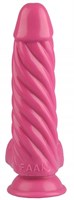 Розовый реалистичный винтообразный фаллоимитатор на присоске - 21 см. - фото 176831
