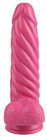 Розовый реалистичный винтообразный фаллоимитатор на присоске - 21 см. - фото 281965