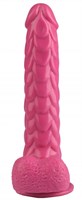 Розовый реалистичный фаллоимитатор с чешуйками на присоске - 24 см. - фото 176836