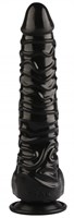 Черный реалистичный фаллоимитатор на присоске - 26,5 см. - фото 176855