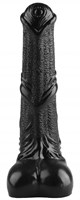 Черный фаллоимитатор-реалистик с мошонкой - 25 см. - фото 176864