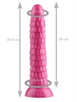 Розовый рельефный фантазийный фаллоимитатор - 26,5 см.  - фото 176871