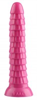 Розовый рельефный фантазийный фаллоимитатор - 26,5 см.  - фото 176870