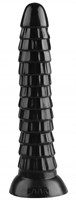 Черный рельефный фантазийный фаллоимитатор - 26,5 см.  - фото 176872