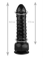 Черный фаллоимитатор с шипиками - 21,5 см. - фото 176879