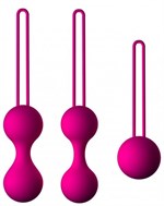 Набор из 3 вагинальных шариков Кегеля розового цвета - фото 271320
