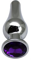 Серебристая анальная пробка с фиолетовым кристаллом - 13 см. - фото 176908