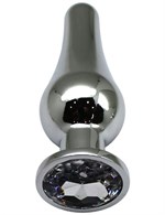 Серебристая анальная пробка с прозрачным кристаллом - 13 см. - фото 176947