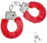 Красные плюшевые наручники с ключиками - фото 1307816