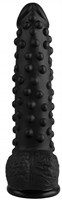 Черный анальный фаллоимитатор с пупырышками - 23,5 см. - фото 177090