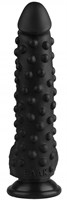 Черный анальный фаллоимитатор с пупырышками - 23,5 см. - фото 177091