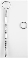 Серебристый фигурный уретральный стимулятор с кольцом - 20,5 см. - фото 177119