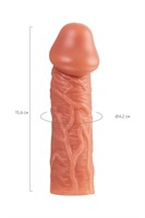 Телесная насадка на фаллос с фиксацией мошонки Cock Sleeve 001 Size M - 15,6 см. - фото 1308210