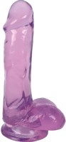 Фиолетовый гелевый фаллоимитатор Slim Stick with Balls - 15,2 см. - фото 1366650
