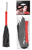 Черная многохвостая плеть-флоггер с красной ручкой - 40 см. - фото 1308229