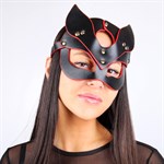 Черно-красная игровая маска с ушками - фото 273750