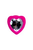 Розовая анальная втулка Diamond Heart с прозрачным кристаллом - 7 см. - фото 1308437