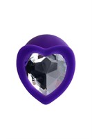 Фиолетовая анальная втулка Diamond Heart с прозрачным кристаллом - 8 см. 182989