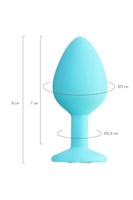 Мятная анальная втулка Brilliant с прозрачным кристаллом - 8 см. 182996