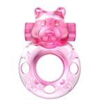 Розовое эрекционное виброкольцо на пенис Pink Bear - фото 472296