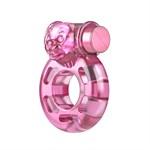Розовое эрекционное кольцо с вибрацией Pink Bear - фото 1431266