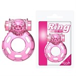Розовое эрекционное виброкольцо Pink Bear - фото 1308552