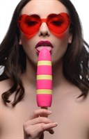 Ярко-розовый вибростимулятор-эскимо 10X Popsicle Vibrator - 21,6 см. - фото 298597