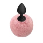 Черная анальная пробка с розовым пушистым хвостиком Fluffy - фото 1348413