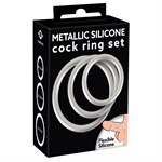 Набор из 3 эрекционных колец под металл Metallic Silicone Cock Ring Set - фото 1310417
