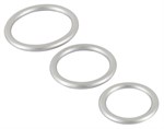 Набор из 3 эрекционных колец под металл Metallic Silicone Cock Ring Set - фото 1310418