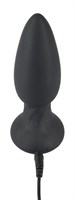 Черная анальная пробка с вибрацией и вращением шариков - 13,8 см. - фото 1412252