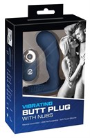 Синий вибростимулятор простаты Vibrating Butt Plug - 11,7 см. - фото 1411109