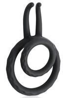 Черное двойное эрекционное кольцо с усиками - фото 1309977