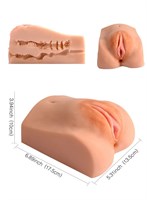 Телесная вагина с двумя рабочими отверстиями - фото 1310592
