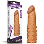 Коричневая насадка-удлинитель Add 2  Pleasure X Tender Penis Sleeve - 18 см. - фото 1311114