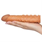 Коричневая насадка-удлинитель Add 2  Pleasure X Tender Penis Sleeve - 18 см. - фото 1311115