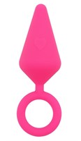 Розовая анальная пробка с кольцом Candy Plug S - 7,1 см. - фото 458394