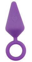 Фиолетовая анальная пробка с кольцом Candy Plug S - 7,1 см. - фото 435988