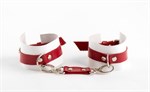 Бело-красные наручники из натуральной кожи - фото 1338346