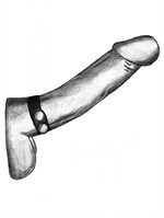 Черный узкий ремень-утяжка на пенис с кнопками - фото 1314383