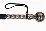 Черная плеть-флогер с витой ручкой в виде шара - 60 см. - фото 1315756