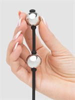Серебристые шарики Inner Goddess Mini Silver Pleasure Balls 85g на черном силиконовом шнурке - фото 1417134