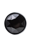 Серебристая гладкая коническая анальная пробка с черным кристаллом - 7 см. - фото 1433605