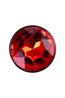 Серебристая удлиненная анальная пробка с красным кристаллом - 10 см. - фото 1367978