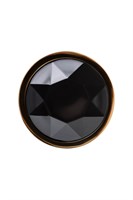 Золотистая гладкая анальная пробка с черным кристаллом - 7 см. - фото 1368002