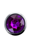Серебристая анальная пробка с фиолетовым кристаллом - 9,5 см. - фото 1368009