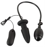 Черная надувная анальная пробка Inflatable Vibrating Butt Plug - 12,2 см. - фото 1316289