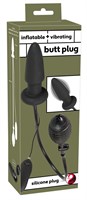 Черная надувная анальная пробка Inflatable Vibrating Butt Plug - 12,2 см. - фото 1316292